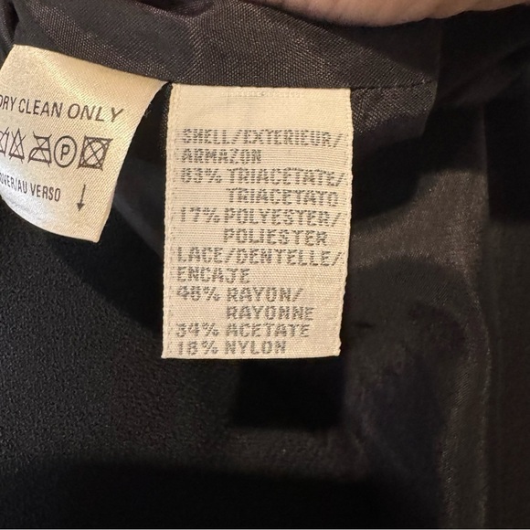 Black Lace satin crepe long sleeved plus size dress elizabeth claiborne. - Picture 7 of 8